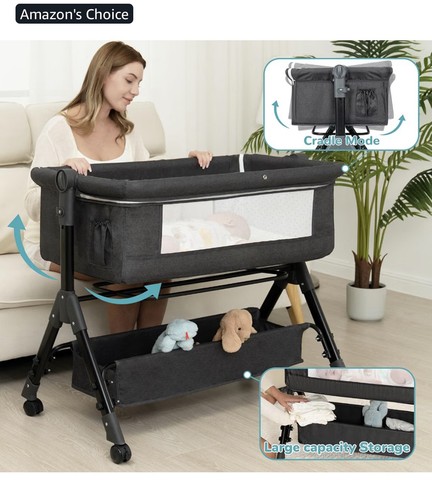 Bedside crib 2 mattresses - crib,