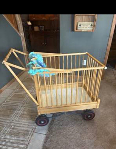 Wooden bassinet crib - on, wheels